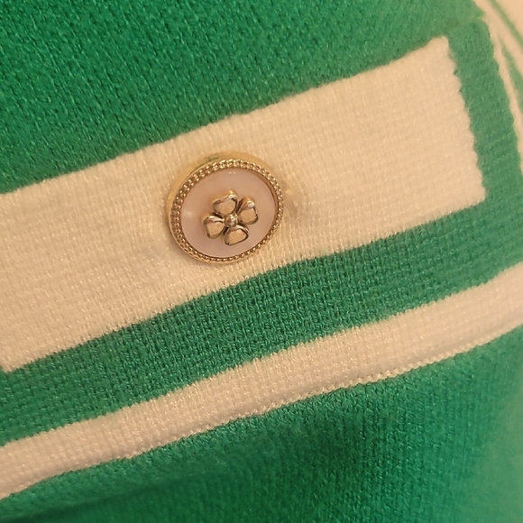 Adrienne Vittadini Green and Cream Cardigan - Picture 3 of 5